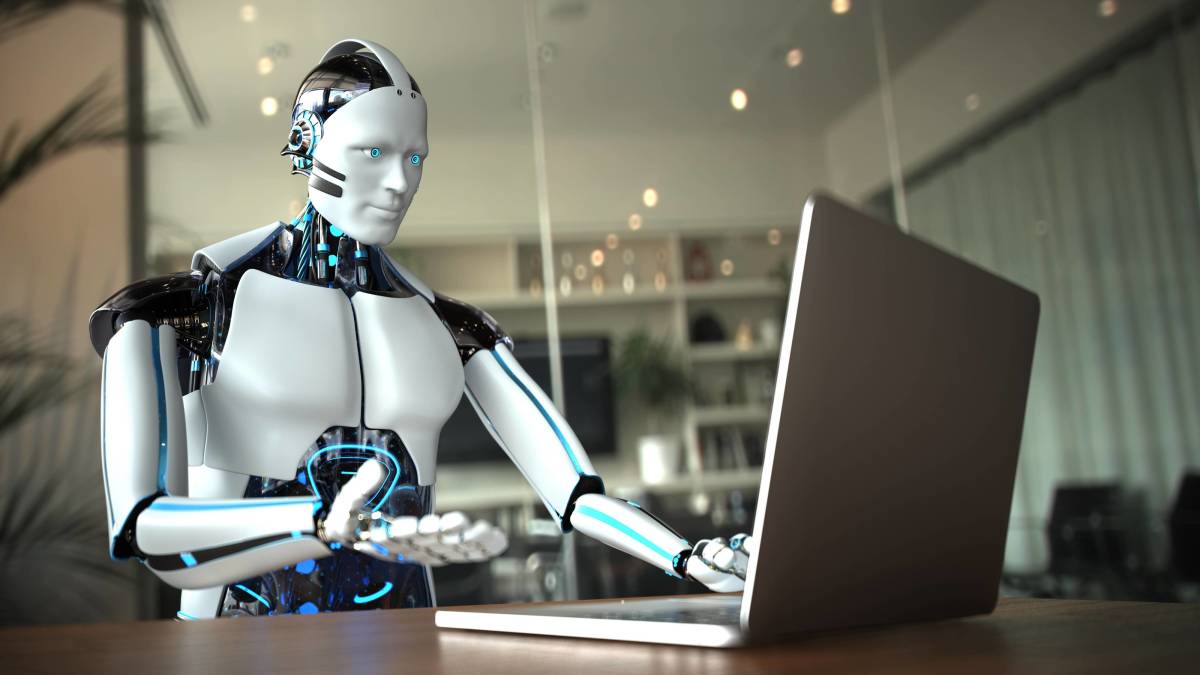 20240221-image-imago-mb-Humanoider Roboter bei der Büroarbeit